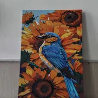 بوم نقاشی پرنده با رنگ اکرولیک
