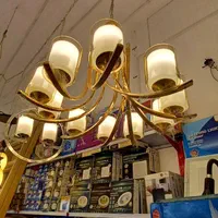 لوستر آویزی مدل ر رنگ طلایی با آبکاری آب طلا|لوستر و چراغ آویز|اردبیل, |دیوار