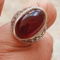 انگشتر سیاه قلم عقیق سرخ سیاه تراش و سمه نشان