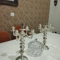 شمعدان آب نقره یک جفت