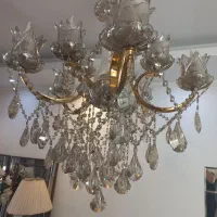 لوستر ۱۰ شعله کریستال بوهمیا با دیوار کوب ست|لوستر و چراغ آویز|کرج, فاز ۲ مهرشهر|دیوار