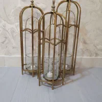 شمعدون سه سایزیی کنار سالنی استیل طلایی|صنایع دستی و سایر لوازم تزئینی|خمام, |دیوار