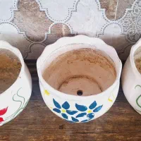 سه عدد گلدان سرامیکی گل برجسته سایز بزرگ|صنایع دستی و سایر لوازم تزئینی|کنگاور, |دیوار