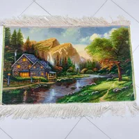 تابلوفرش منظره کلبه جنگلبان تابلو فرش دستبافت