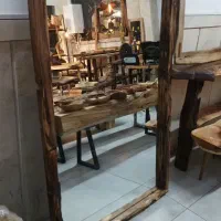 آینه چوبی قدی دیواری چوب طبیعی روستیک آینه آماده