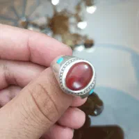 انگشتر نقره عقیق یمنی  با فیروزه