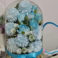 گلدان شیشه ای بزرگ صورتی و آبی|گل مصنوعی|قم, شهرک مهدیه|دیوار