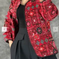 کت گلیمی زنانه قرمز سنتی