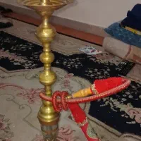 قلیان بلند برنجی قدیمی یه دست شمش سنگین|کلکسیون اشیاء عتیقه|ری, صفاییه (چشمه علی)|دیوار