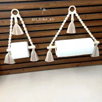 مکرومه آویز چوبی جهیزیه آشپزخانه|سفره، حوله، دستمال آشپزخانه|مشهد, حجاب (شهرک غرب)|دیوار