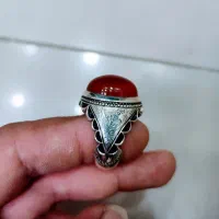 انگشتر نقره 925 با نگین عقیق یمنی