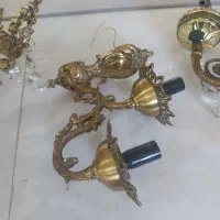 لوستر برنزی ۶ شاخه و دیواری روشنایی|لوستر و چراغ آویز|کامیاران, |دیوار