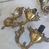 لوستر برنزی ۶ شاخه و دیواری روشنایی|لوستر و چراغ آویز|کامیاران, |دیوار