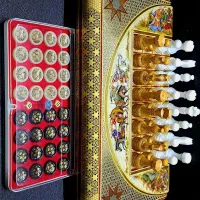 تخته نرد و شطرنج خاتم کاری(لیلی و مجنون و چوگان)