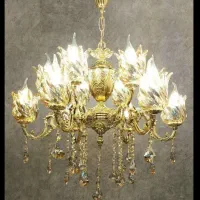 پنچ شاخه ده شعله ریختگری شده اصل برنجی با لاله