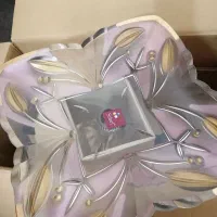 سرویس پذیرایی 15 تیکه شیشه صورتی و طلایی