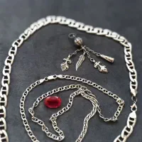 ۱۰۰گرم زنجیر کارتیر نقره ایتالیایی نگین یاقوت