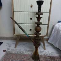 قلیان چوبی با چپق سنتی حکاکی شده