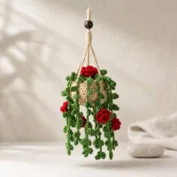 آویز گل بافتنی