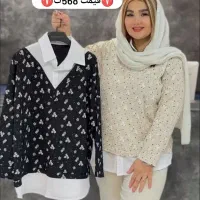 شومیز گل گچی با زیره سفید چسبیده