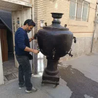 سماورذغالی برنجی قولپیکر ارتفا 2متر عتیقه