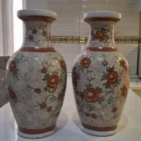 یک جفت گلدان کاردستی،کشورچین،ارتفاع سی ودو