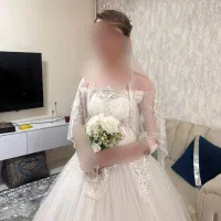 لباس عروس مدل ترکی حاشیه دار با دانتل ترک