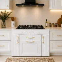 اجاق گاز شیک با صفحه شیشه‌ای و استیل