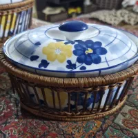 ظروف گل پنبه و سماور برقی و کشکول کریستال