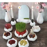 هفت سین و سینی سبزه و۲شات شمع و۲مرغ امین و ۲جاعودی|صنایع دستی و سایر لوازم تزئینی|تاکستان, |دیوار