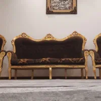 مبل مخمل گل برجسته با چوب راش