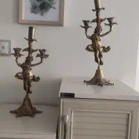 دو عدد شمع دان برنز شیک
