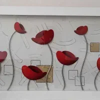 تابلو دیواری طرح گل برجسته