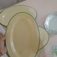 دیس های لعابی قدیمی پنج تا کوچیک دوتا بزرگ