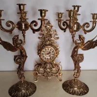 ساعت و شمعدان برنز مدل فرانسه