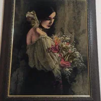 فروش فوری تابلو فرش چله ابریشم و گل ابریشم دستبافت