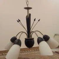 لوستر چوبی ۵ شاخه شیک|لوستر و چراغ آویز|شیراز, شیشهگری|دیوار