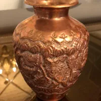 گلدان قلمکاری شده مسی