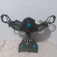 کشکول پایه دار نگین آبی پیوتر