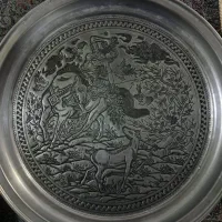 سینی مسی قدیمی قلمزنی شده|کلکسیون اشیاء عتیقه|بیرجند, |دیوار