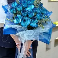دسته گل رز آبی خاص