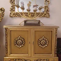 کنسول ورق طلا چوب راش ومیز عسلی