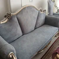 مبل ۷نفره طوسی چوب کردو منبت دست