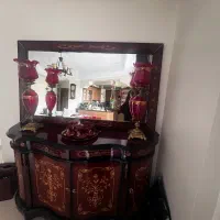 آینه کنسول چهار درب معرق براق چوبی|بوفه، ویترین، کنسول|تهران, دریاچه شهدای خلیج فارس|دیوار