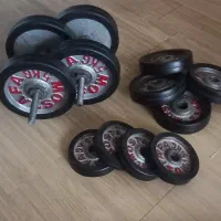 دو عدد دمبل جمعا ۳۶ کیلو دور لاستیک