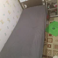 تخت تک نفره فلزی چوبی همراه با تشک