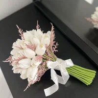 دسته گل عروس عقد لمسی حریر و پارچه ای