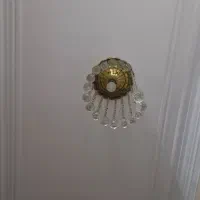 لوستر برنجی ۸ شاخه  با دو عدد دیوار کوب برنجی|لوستر و چراغ آویز|ساری, |دیوار