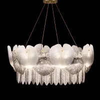 لوستر مدل نیلوفر( باکریستال برگ نیاوفر وخوشه گندم)