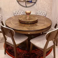میز نهارخوری  دایره تمام چوب و صفحه گردون